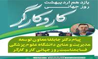 پیام دکتر جابلقا معاون توسعه مدیریت و منابع دانشگاه علوم پزشکی فسا بمناسبت روز جهانی کار و کارگر